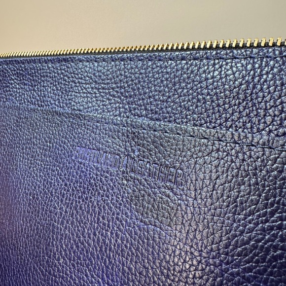 Portland Leather Goods Indigo Blue Pebbled Leather Crossbody Bag Zip Top Handbag - Picture 12 of 12